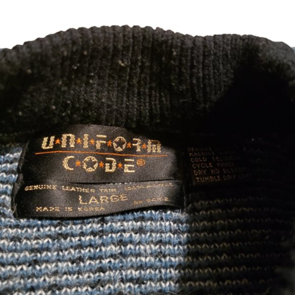 Uniform Code Sweater Long Sleeve Vintage Leather Blue Black Women's L Pre-owned - Picture 4 of 7